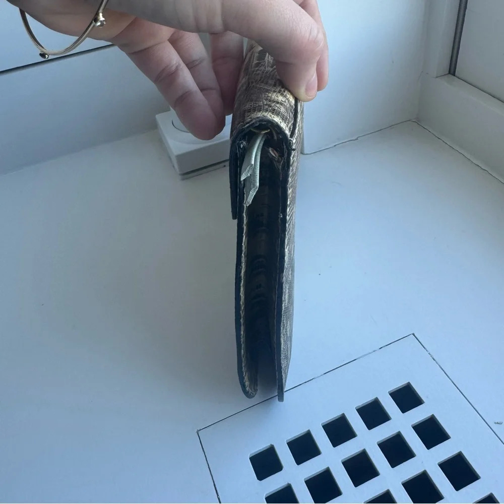 Charles Calfun Grey & Black Lizard + Leather Clutch with gold hardware - Picture 3 of 10